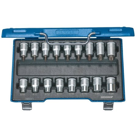 GEDORE Screwdriver Bit Set 1/2", 17 pcs., Torx ITX 19 TX-017